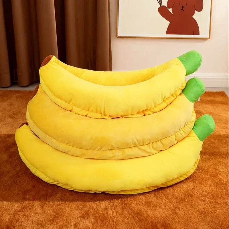 Yellow banana-shaped pet bed for dogs and cats – view 6