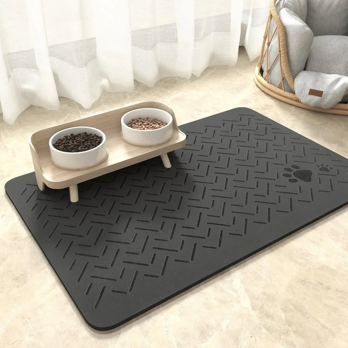 Rubber Absorbent Pet Feeding Pad-no Stains Quick Dry Dog Mat