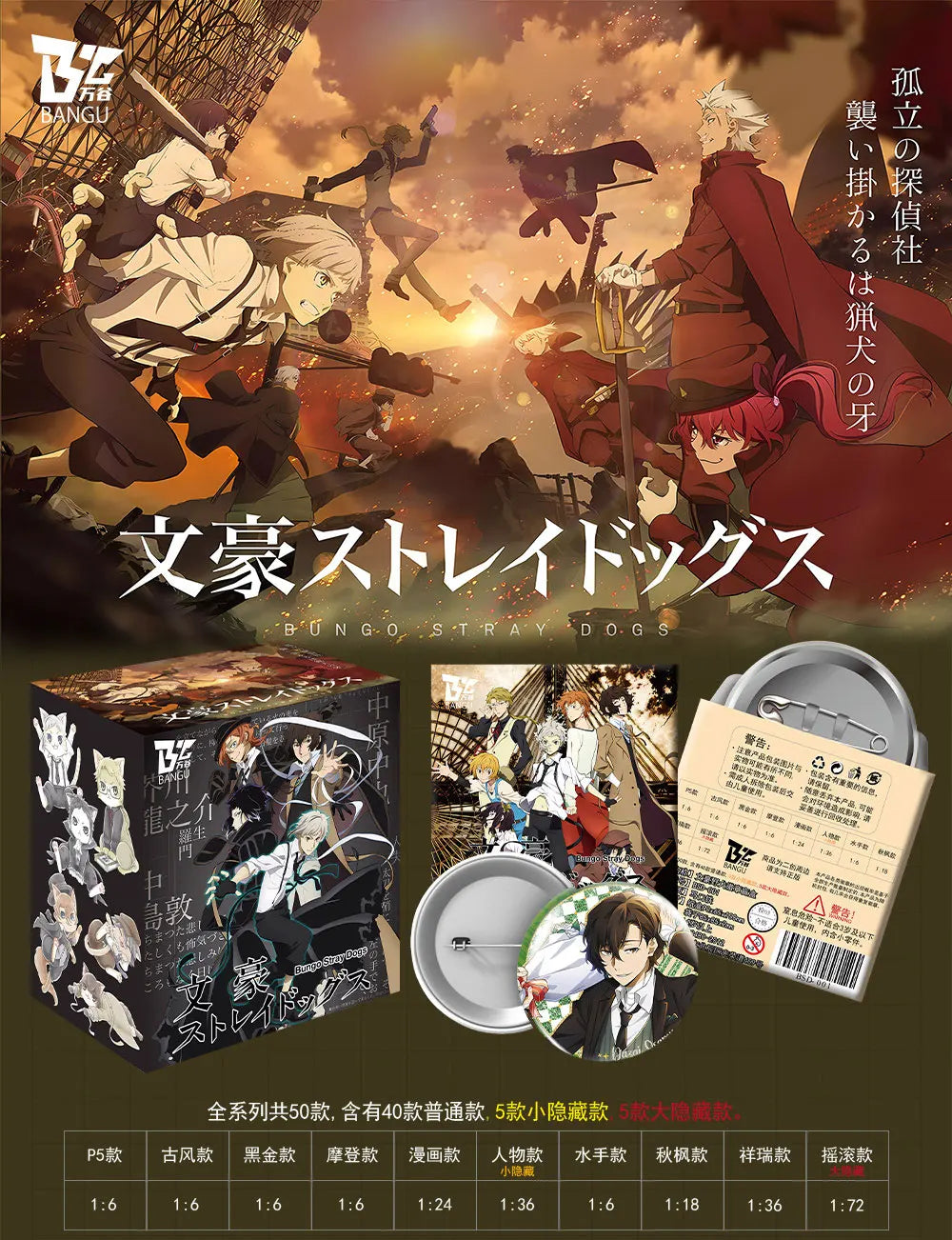 Bungo Stray Dogs Figure Anime Lapel Pins - MyPetDollar.com