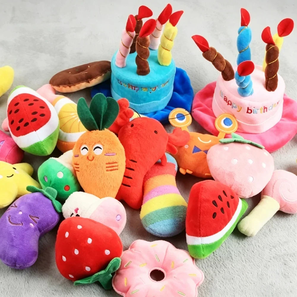 16 Pack Random Squeaky Dog Plush Toy Set - MyPetDollar.com