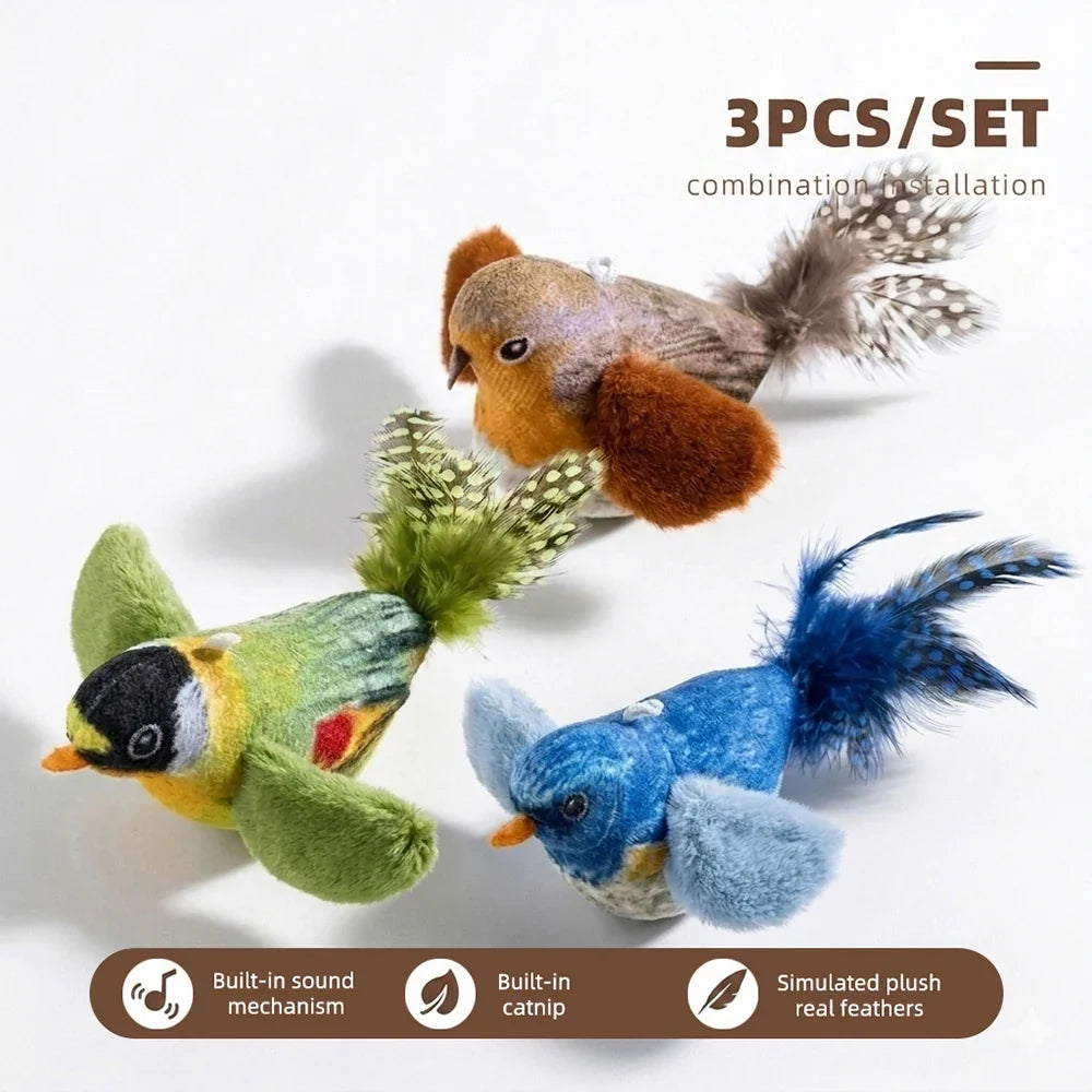 Indoor Interactive Birds Plaything for Cat Chasing Teasing Sounding – 7 Colors