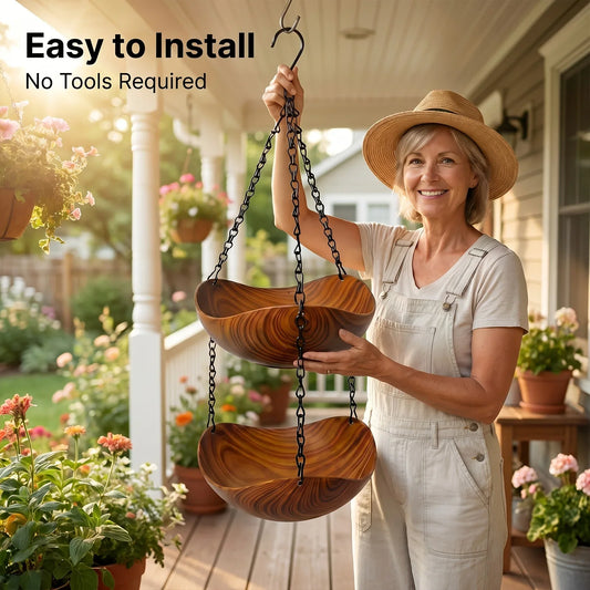 Hanging Bird Feeder Bird Bath 1/2 Tier Faux - MyPetDollar.com