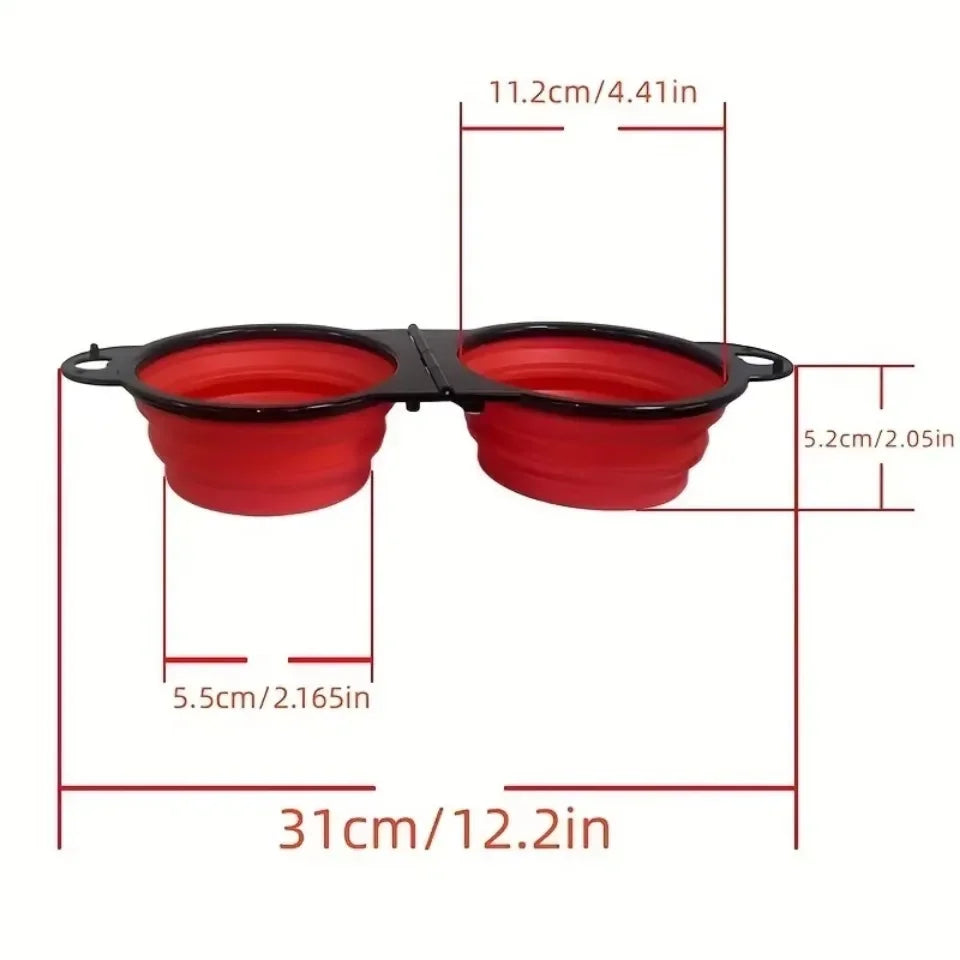 1-piece 2-in-1 Foldable Dual Bowl Feeding - MyPetDollar.com