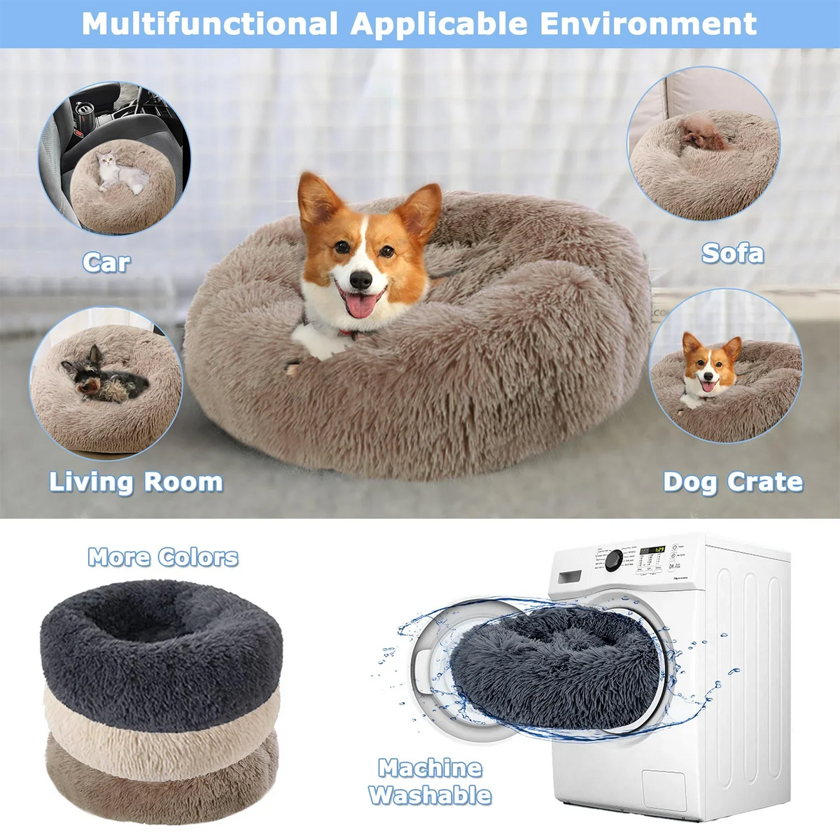 Round Pet Bed for Large Dog Bed Donut Long - MyPetDollar.com