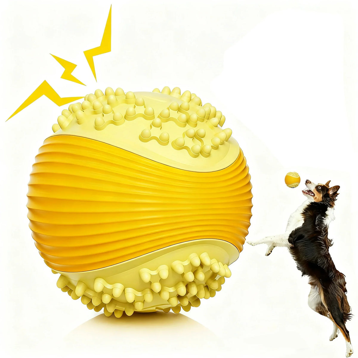 Indestructible Dog Squeaky Ball Toy, Tough Tpr Chew Toy, Interactive