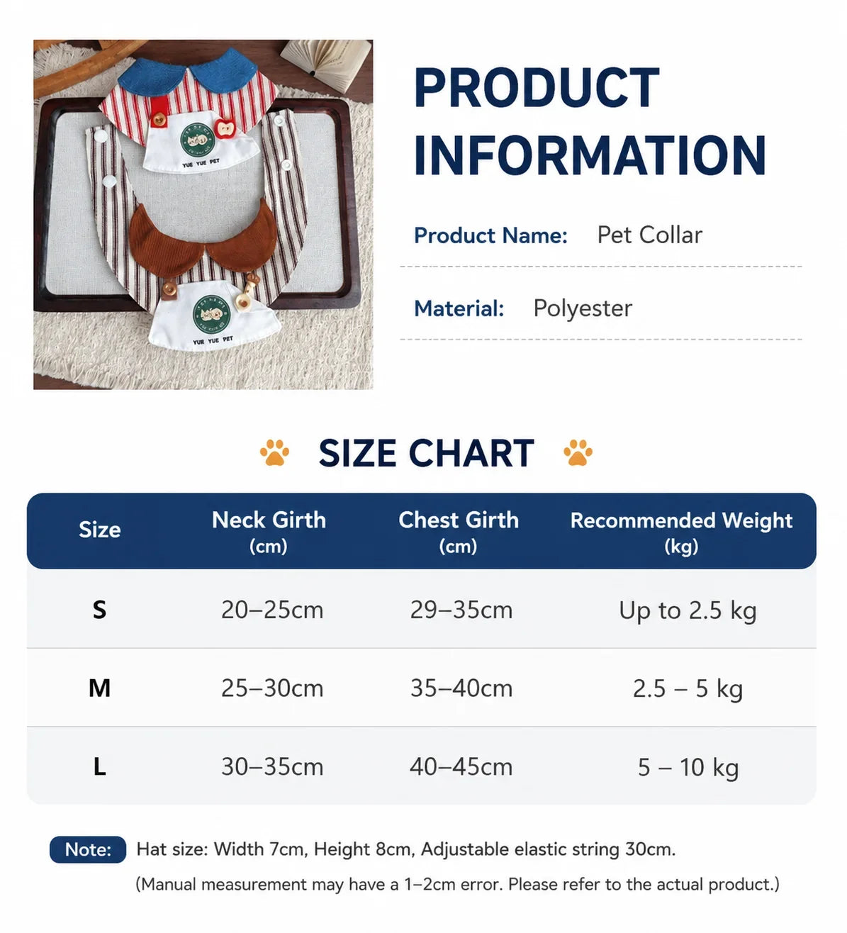 Cute Pet Chef Outfit Set with Hat and Bib Collar – view 6