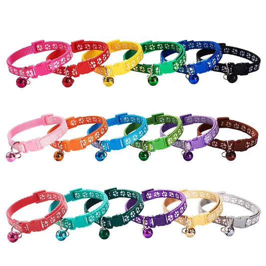 Pet Collar With Bell Cartoon Footprint - MyPetDollar.com