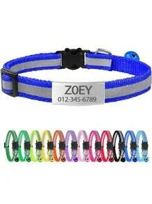 Adjustable 13 Colors Custom Engraved Reflective Cat Collar
