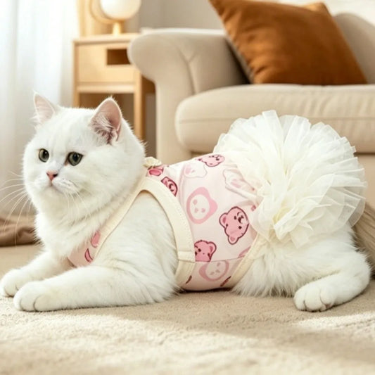 New Cartoon Bear Cat Tutu Dress Pink Blue - MyPetDollar.com