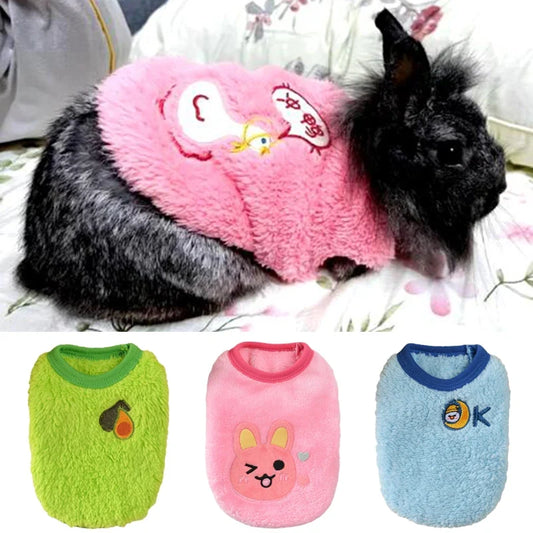 Warm Fleece Rabbit Guinea Pig Clothes Cute Print Pet Sweater (3 sizes)
