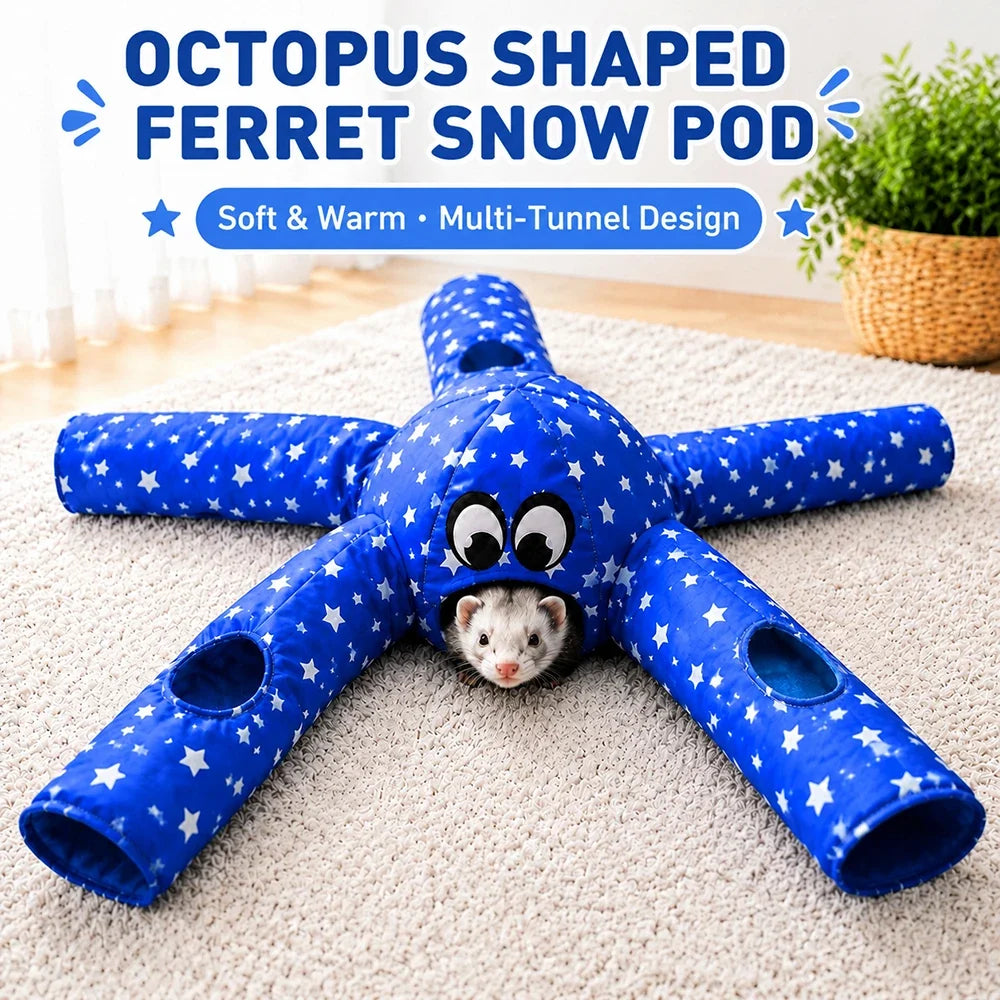 Octopus Shaped Ferret Bed Tunnel, Soft Cozy - MyPetDollar.com