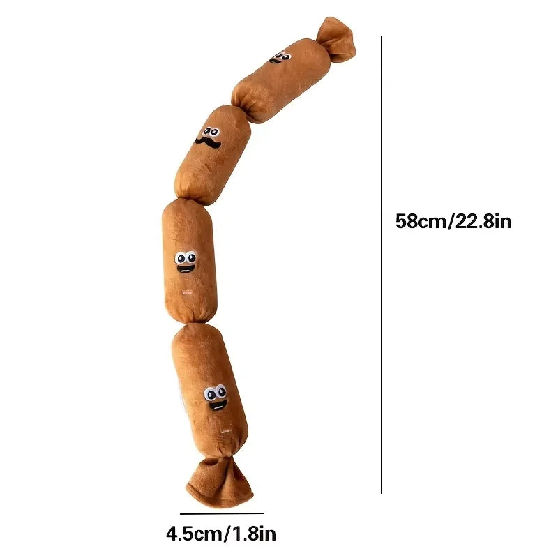 Interactive Plush Sausage String Dog Squeaky Plaything – Dog Supplies