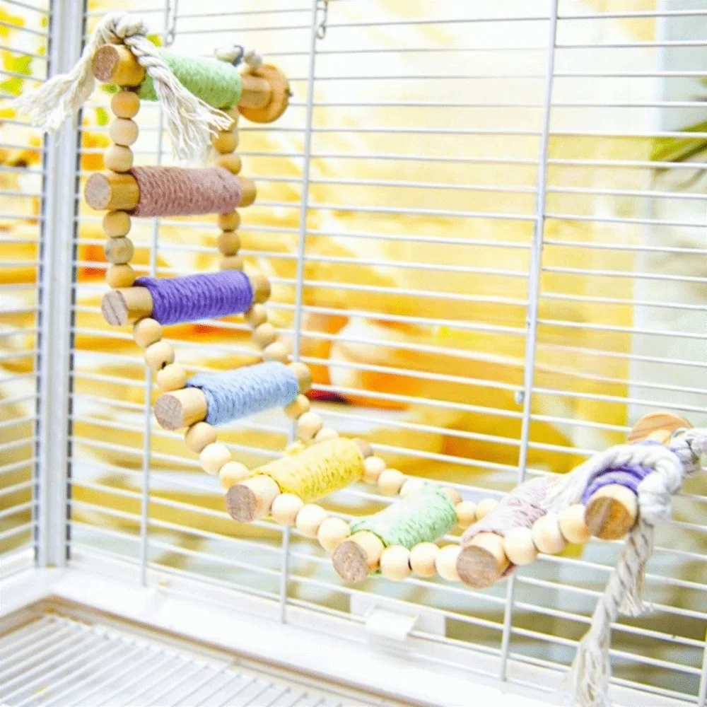 5/8/10 Steps Bird Cotton Rope Ladder Hanging - MyPetDollar.com