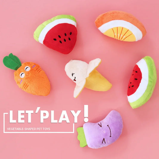 Plush Fruit Shape Dog Squeak Toy for Small - MyPetDollar.com