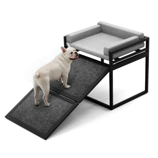 Non-slip dog ramp with extra-wide grey seat, - MyPetDollar.com