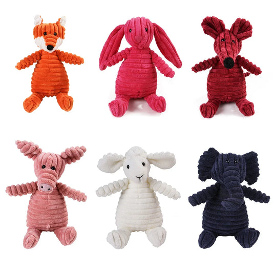 Dog Corduroy Toys Animal Shape Plush Squeaky - MyPetDollar.com