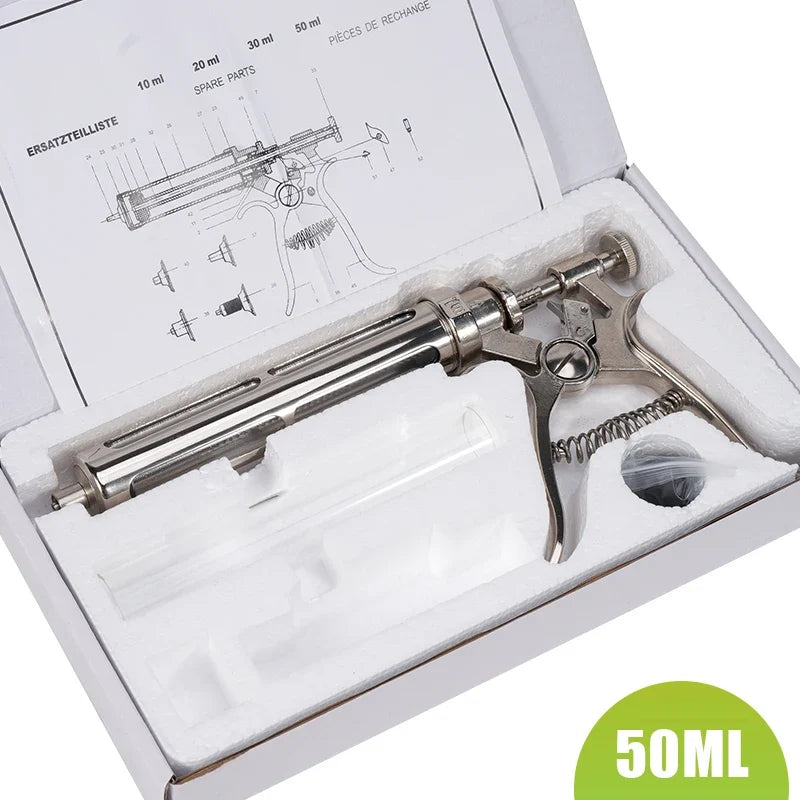 Veterinary Animal Continuous Injection Syringe, Stainless Steel