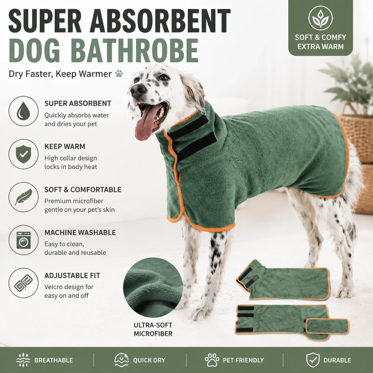 Fast Drying Dog Bathrobe, Microfiber - MyPetDollar.com