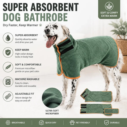 Fast Drying Dog Bathrobe, Microfiber - MyPetDollar.com