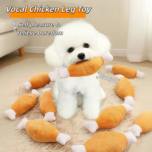 Chicken Leg Shaped Squeaky Plush Dog Toy - MyPetDollar.com
