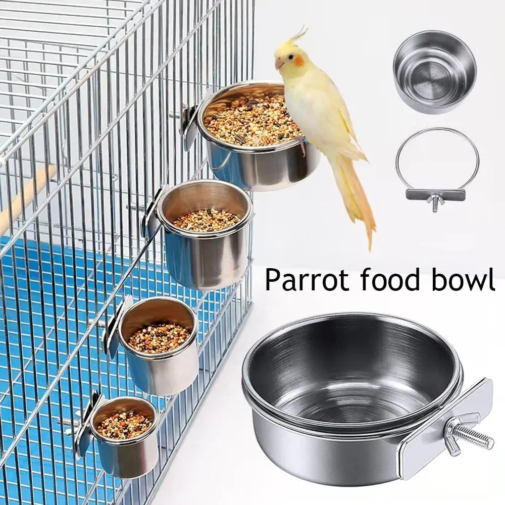 Stainless Steel Bird Bowls Parrot Feeding - MyPetDollar.com