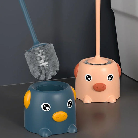Cartoon Pig Toilet Brush with Holder, Soft - MyPetDollar.com