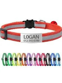Adjustable 13 Colors Custom Engraved Reflective Cat Collar