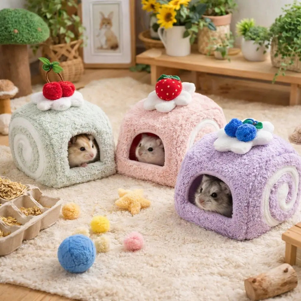 Warm Hamster Cake Nest Swiss Roll Shape Cute - MyPetDollar.com