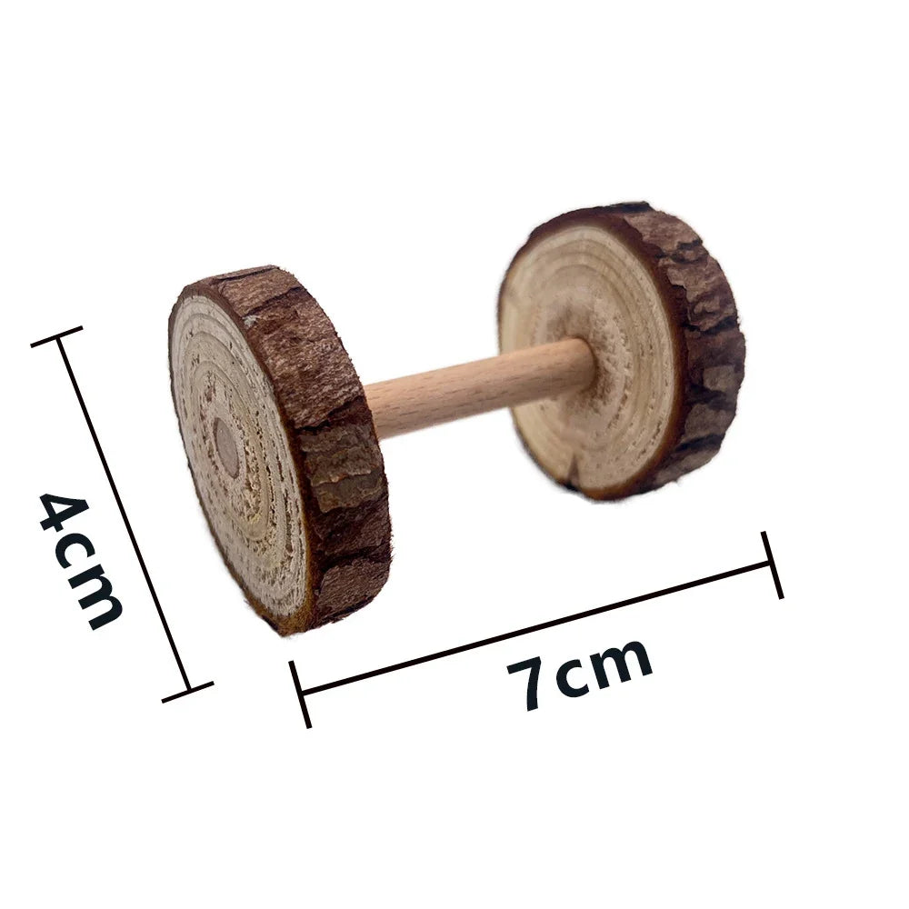 Cute Hamster Roller Toys Natural Wooden Pine Dumbells Unicycle – 11 Colors