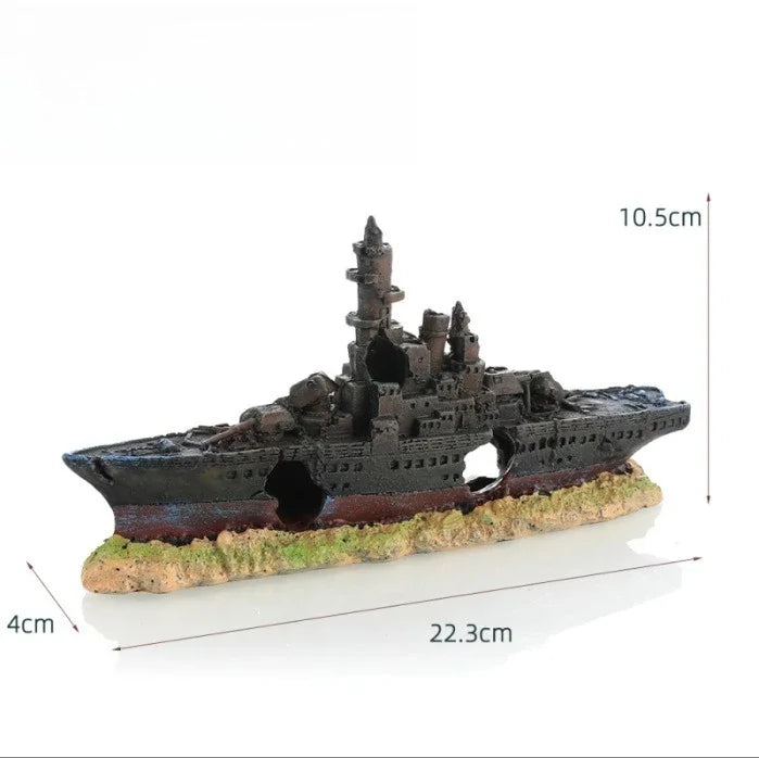 Resin Sunken Pirate Ship Aquarium Ornament – 5 Colors