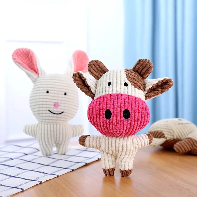 Cute Plush Toys Squeak Pet Cow Rabbit Animal - MyPetDollar.com