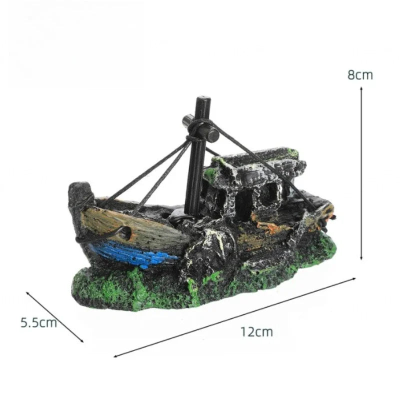 Resin Sunken Pirate Ship Aquarium Ornament – 5 Colors