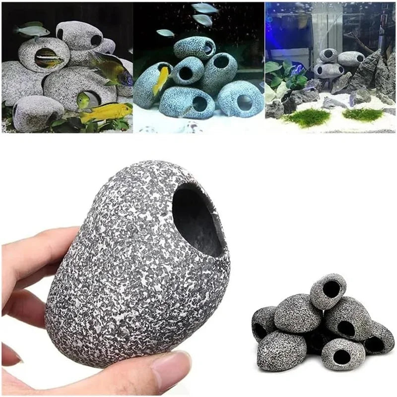 1/2Pcs Aquarium Cichlid Stone Ceramics Rock - MyPetDollar.com