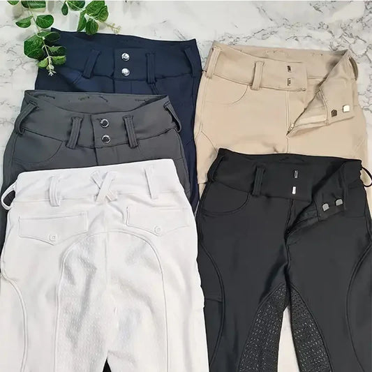 MXLLINA Button Zipper Horse Riding Pants - MyPetDollar.com