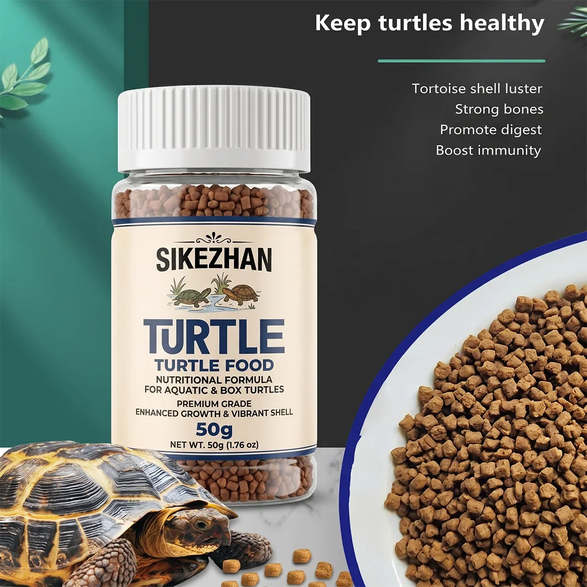 SIKEZHAN Turtle Food 50g Probiotic Pellets - MyPetDollar.com