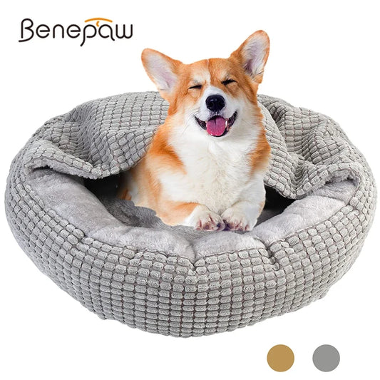 Benepaw Cozy Dog Bed Hooded Fluffy - MyPetDollar.com