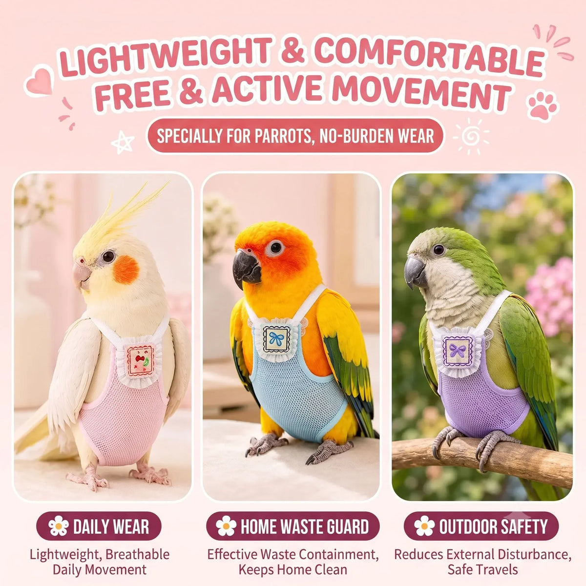 Universal Parrot Harness Vest with Leash for - MyPetDollar.com