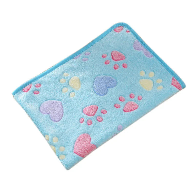 Coral Fleece Pet Blanket Warm Paw Print Dog - MyPetDollar.com