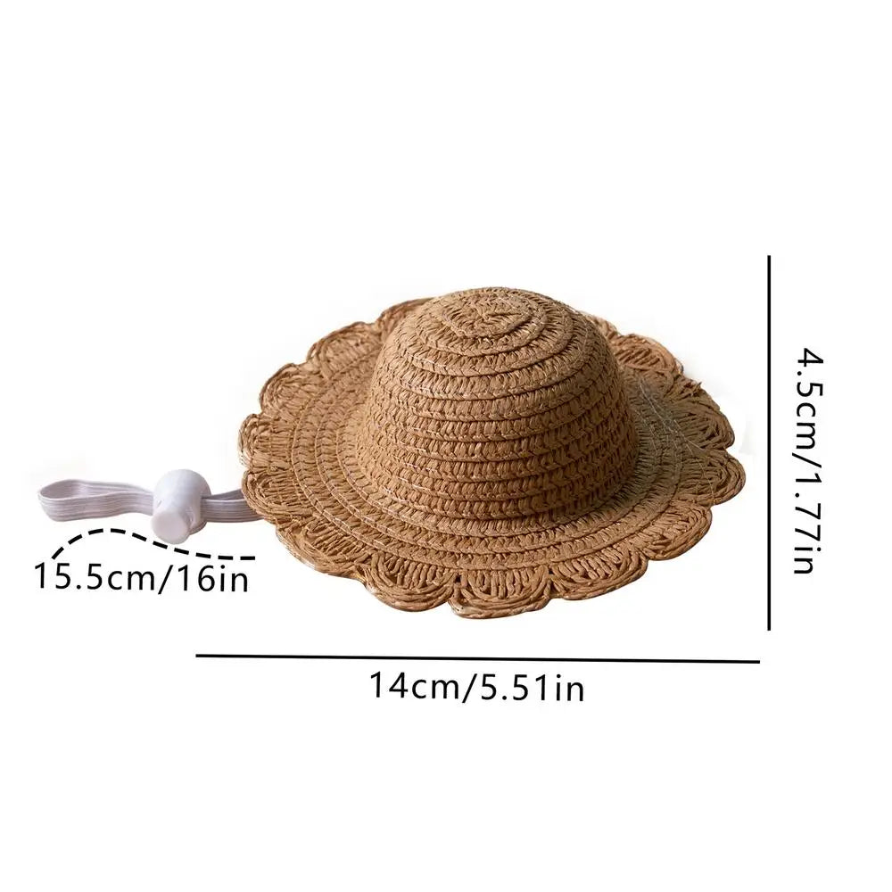 Dog Straw Hat Cute Adjustable Pet Woven – Dog Clothes & Costumes