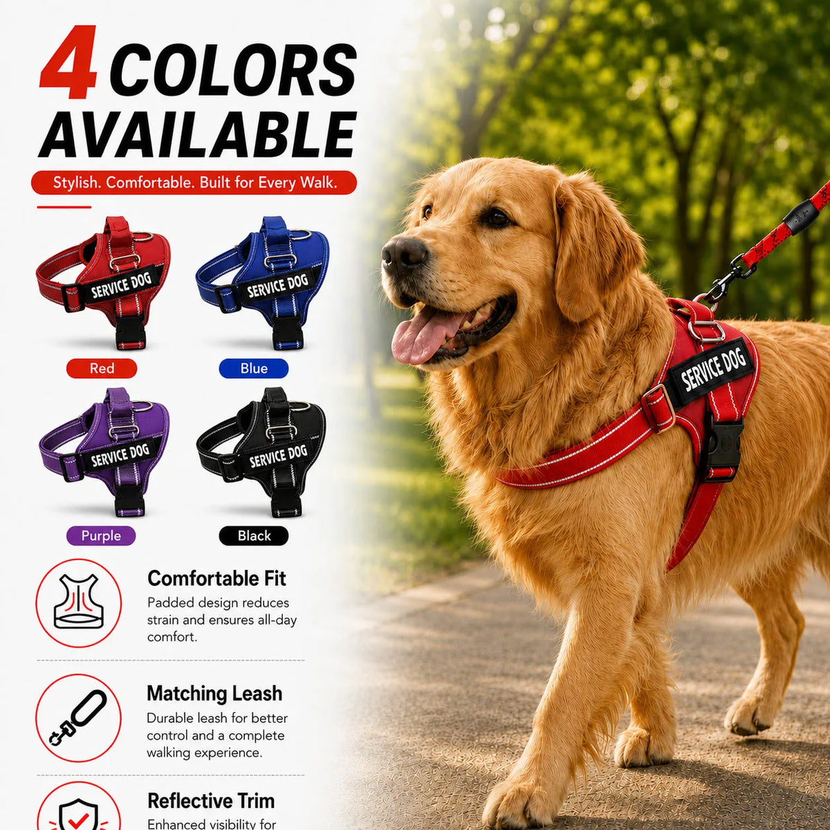 Nylon Dog Harness Personalized Reflective - MyPetDollar.com