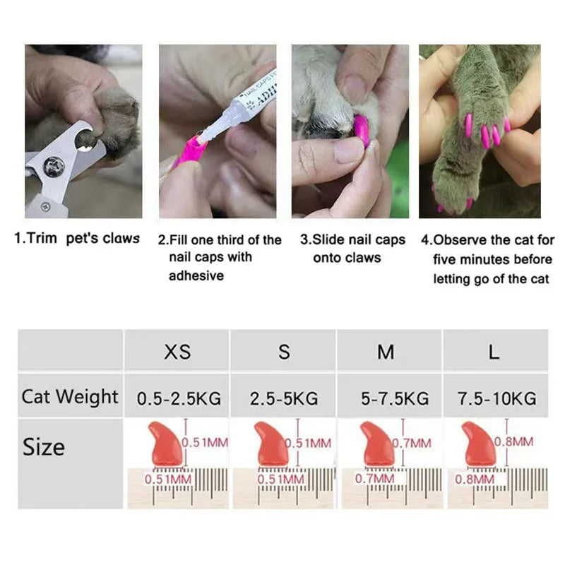 20pcs Cat Nail Caps Pet Cat Soft Paws Nail - MyPetDollar.com