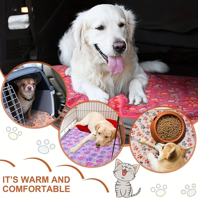 Flannel Pet Blanket Cute Dog Paw Print - MyPetDollar.com