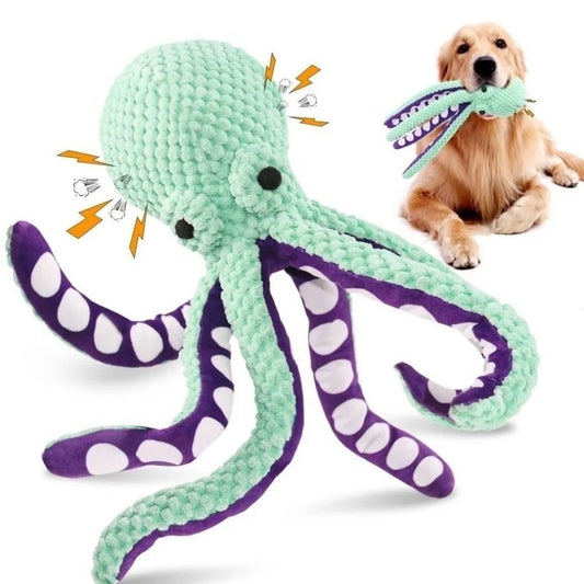 Squeaky Octopus Plush Dog Toy Indestructible - MyPetDollar.com