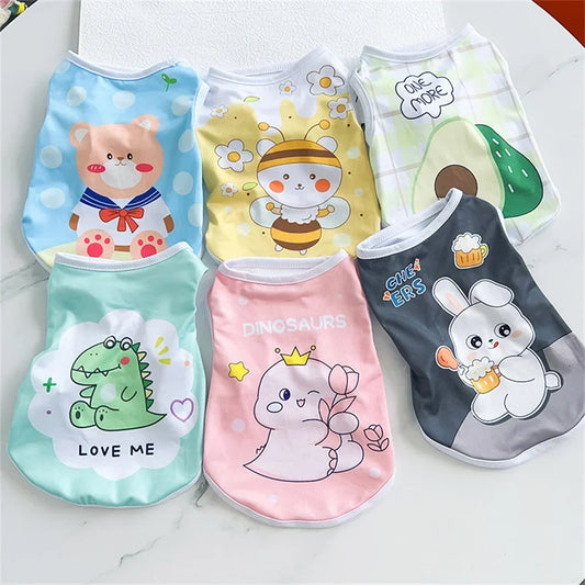 Summer Cat Puppy Clothes Cartoon Print Pet - MyPetDollar.com