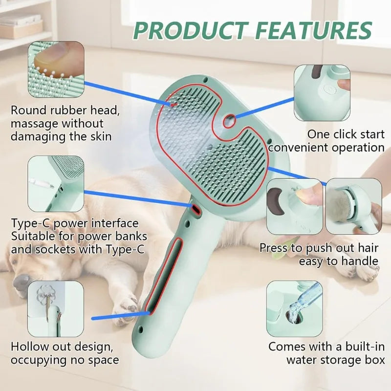 3 in 1 Cat Steam Brush Pet Spray Hair - MyPetDollar.com