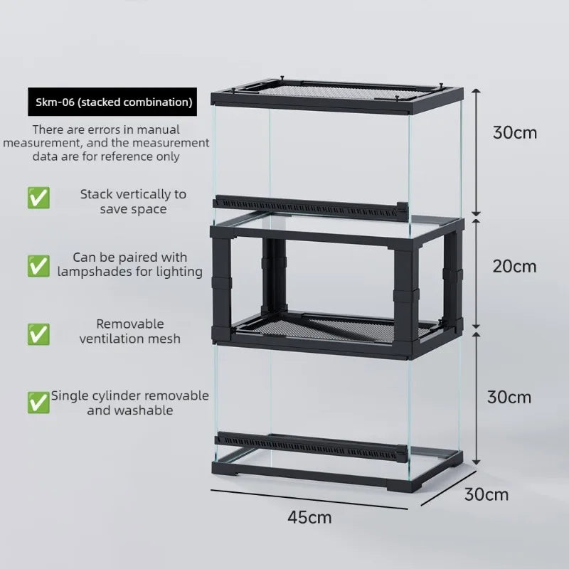 Transparent Lizard Crate Terrariums Reptile Breeding Cage