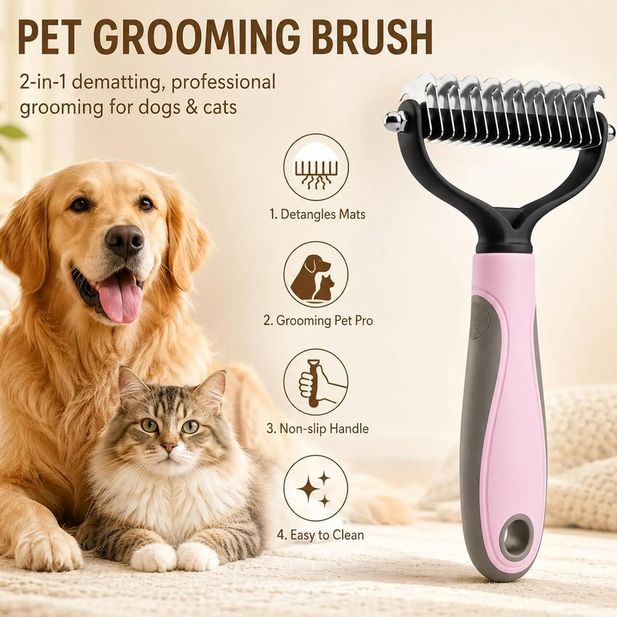 Double Sided Pet Grooming Brush for - MyPetDollar.com