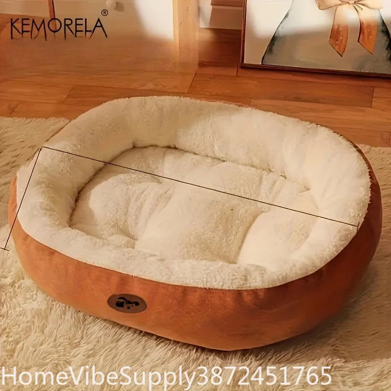 Plush Oval Pet Bed Thickened Ma‑Washable - MyPetDollar.com
