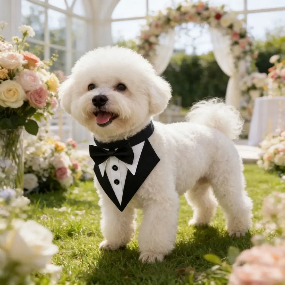 Formal Tuxedo Dog Bandana Collar Adjustable - MyPetDollar.com