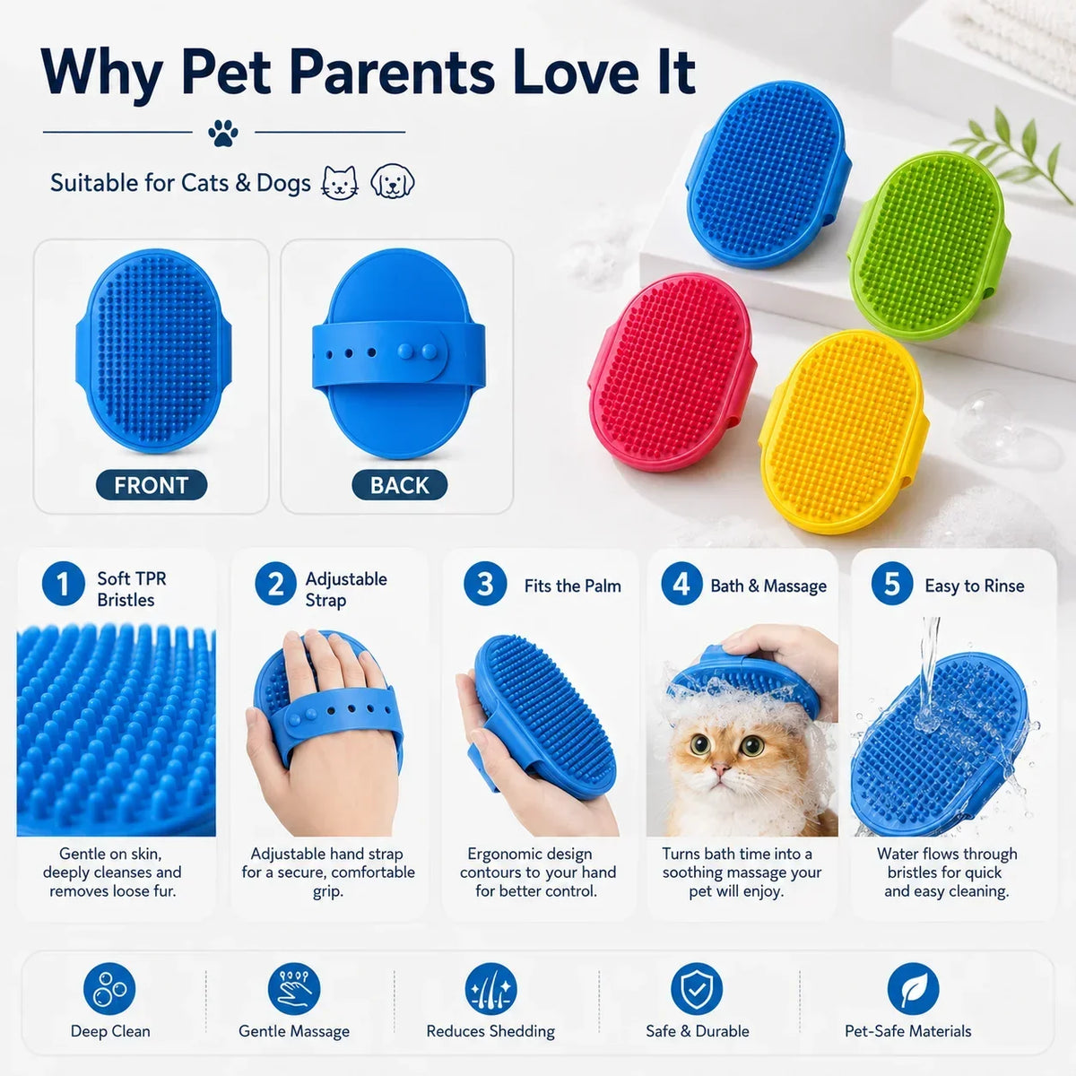 Pet Massage Brush TPR Itch Relief Cleaning - MyPetDollar.com